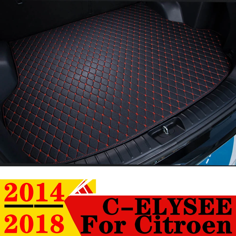 

Коврик для багажника автомобиля для Citroen C-Elysee 2014-2018, для любой погоды, XPE, плоский боковой задний ковер для груза, коврик для багажника