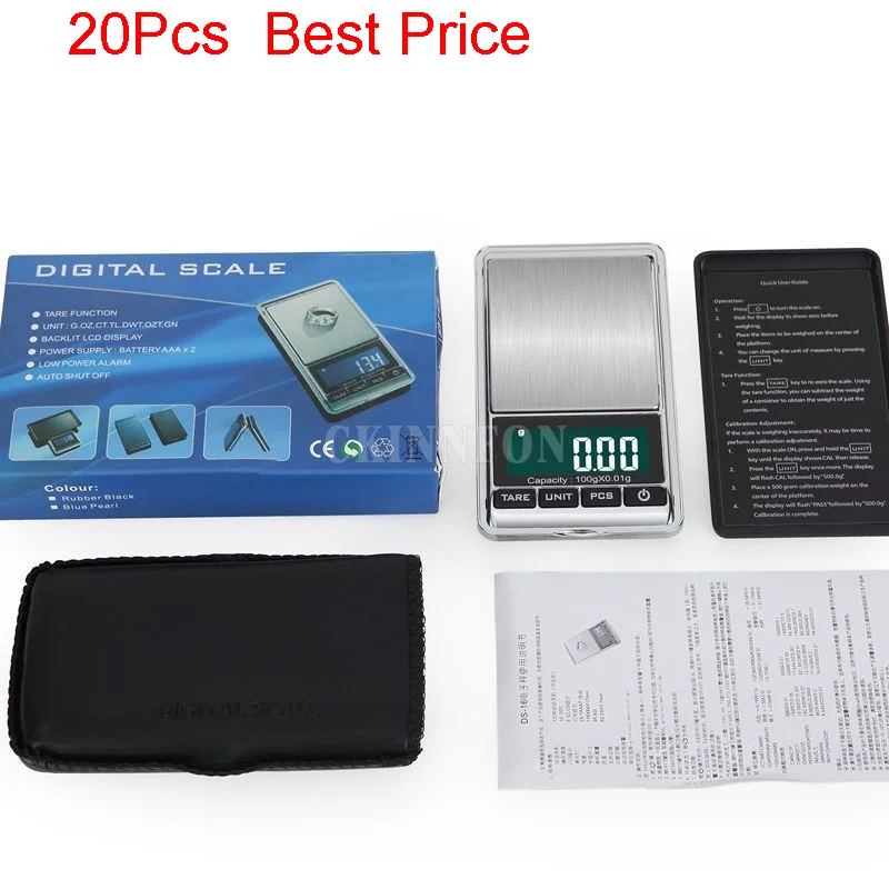 

20Pcs/lot 500g 0.01g Electronic Weight Diomand Balance Precision Portable Pocket digital Scales Jewelry weighting with backlight