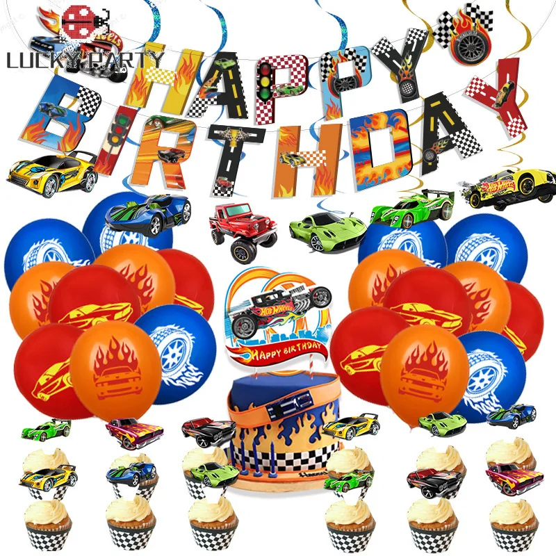 

Hot Wheels автомобиль мальчик украшения на день рождения ветер огненные колеса фотографический баннер торт Topper Baby Shower игрушки для детей Товары ...