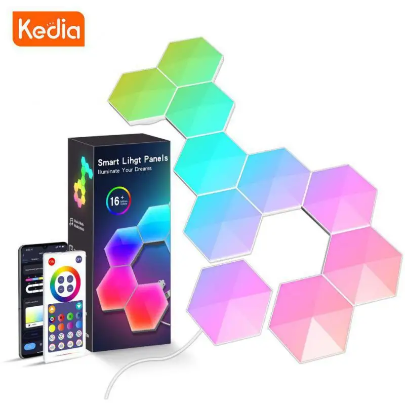 

60 Preset Scenes Colorful Lamp Indoor Wall Light App Remote Control Rgb Led Hexagon Light Night Light