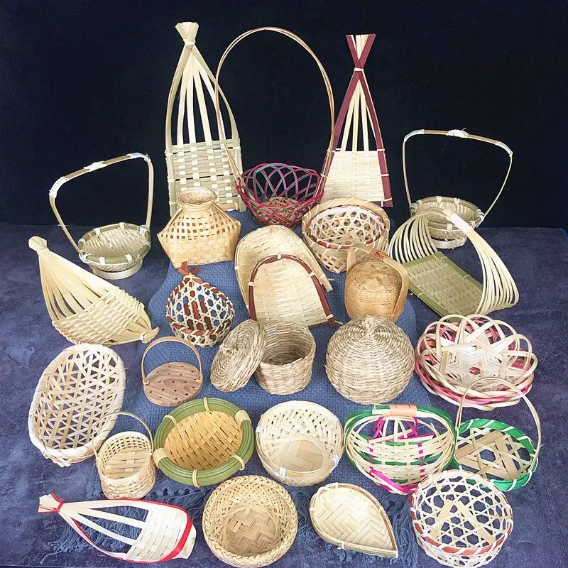 

Hand-woven basket mini sashimi decorative small bamboo basket seafood pose decorative basket creative bamboo basket tableware.