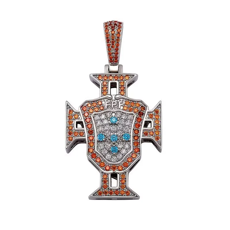 

European and American style high-quality ice Cravejado AAA+ Cubic zircon necklace soccer pendant jewelry for the gift