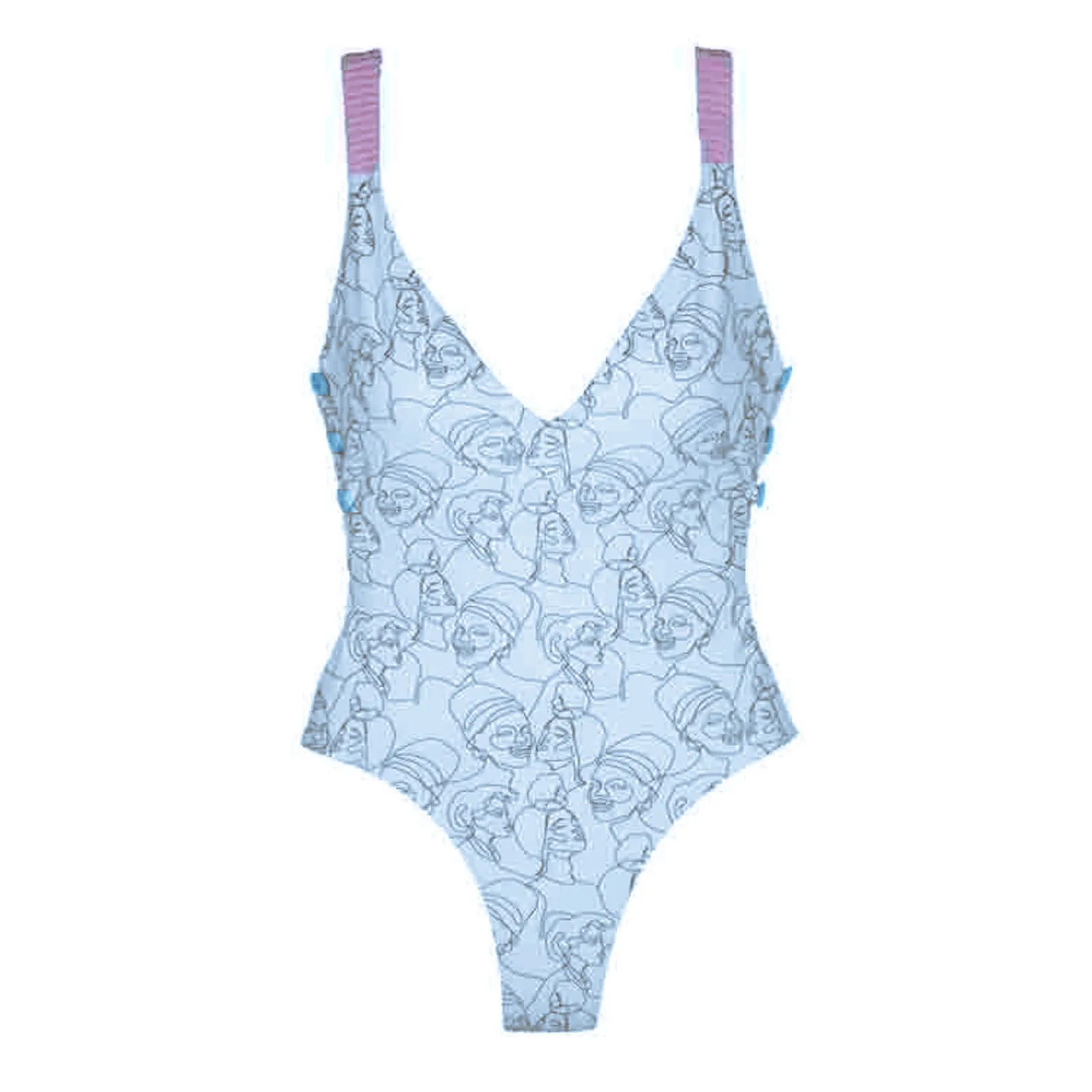 

One-piece Button Bikini Solid Color Printed Sexy Swimsuit Women's \ Summer Swimwears Tankinis Swimwears Women's bathing suits