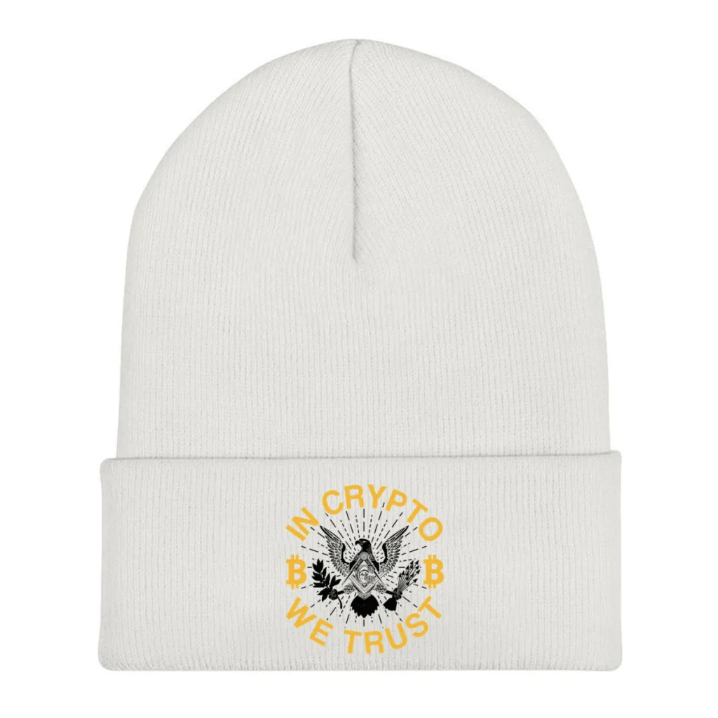 

Bitcoin Cryptocurrency Skullies Beanies Caps IN CRYPTO WE TRUST Eagle Black Knitted Winter Warm Bonnet Hats Unisex Ski Cap