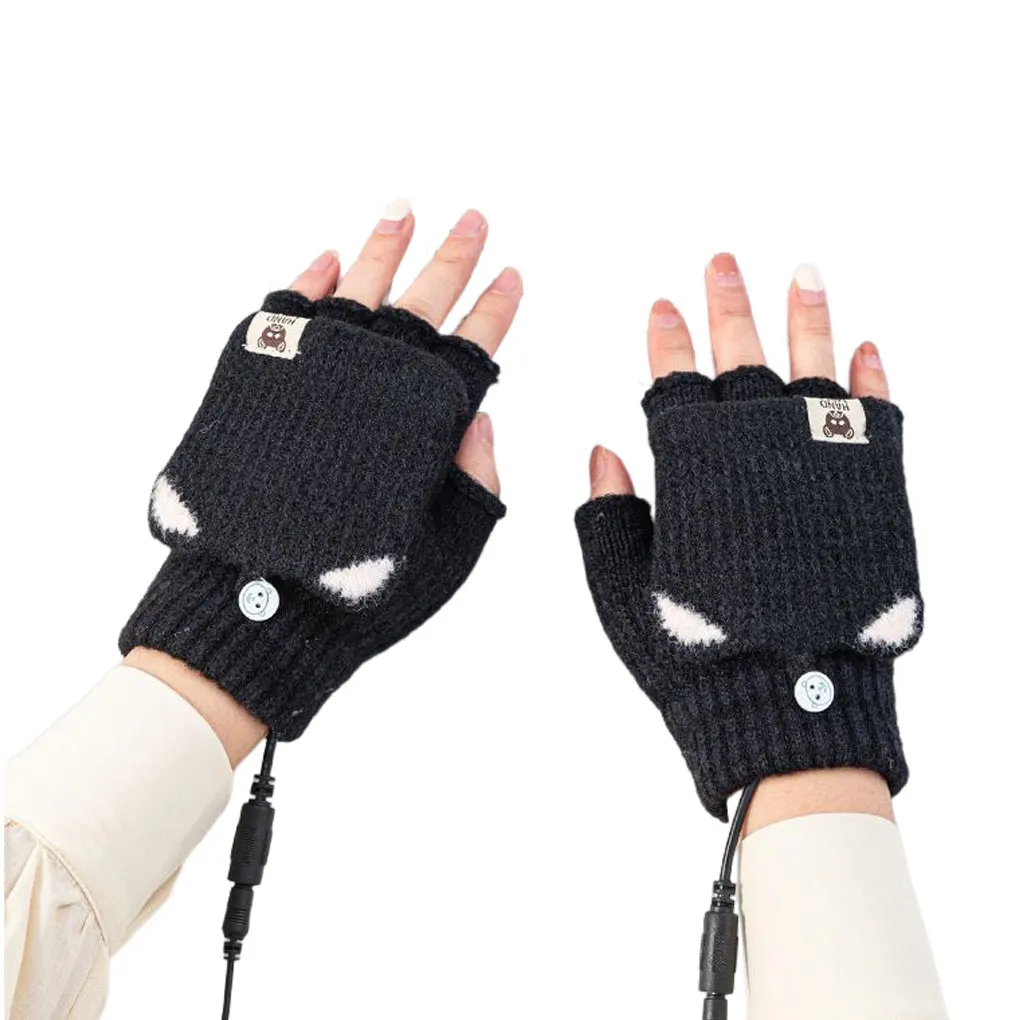 

Heated Gloves USB Charging Warm-keeping Adventure Hand Warmer Half-finger Thermal Glove Men Playing Games Skiing Hiking