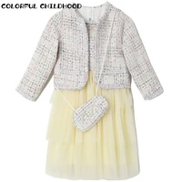 colorful childhood kids spring autumn childrens princess dress sets toddler girls long sleeves coatdressesbag set 6019