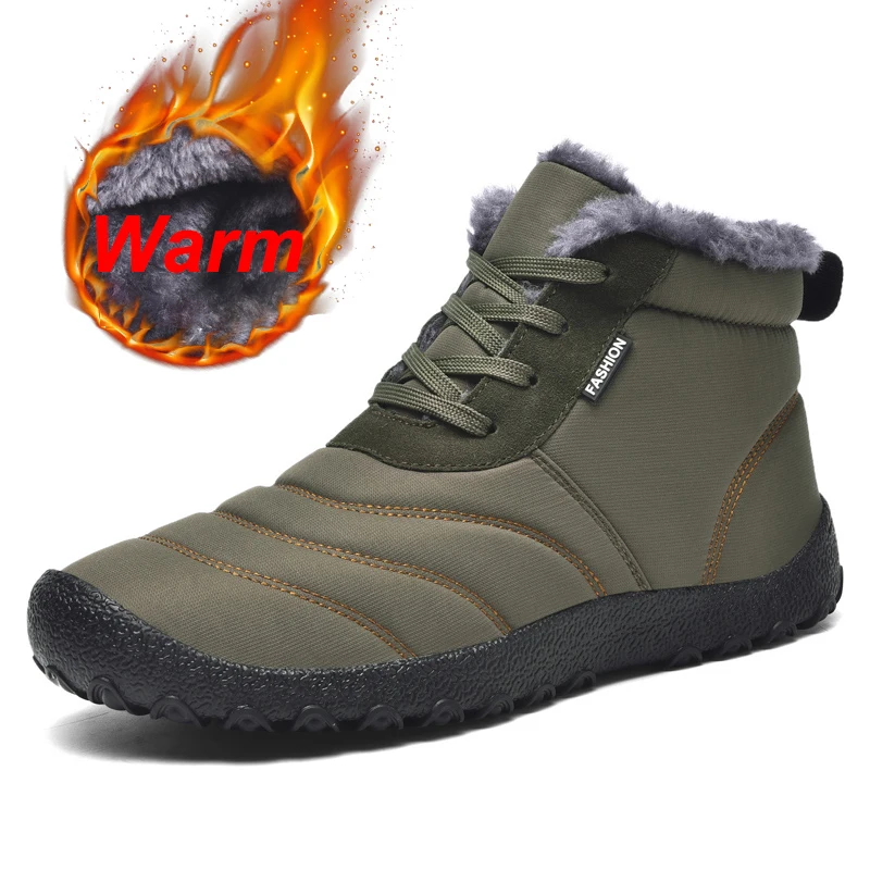 

Мужские Водонепроницаемые дизайнерские Нескользящие зимние плюшевые повседневные теплые уличные меховые ботинки 6,5 ~ 13, ботильоны для снег...
