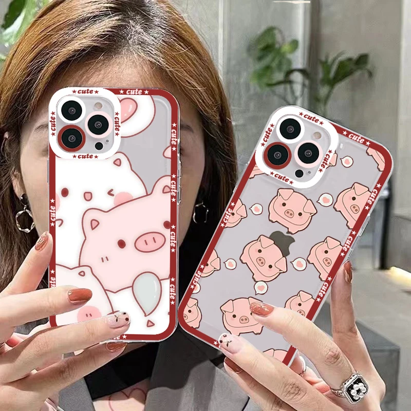 

Lovebay Cute Pink Pig Cartoon Phone Case for iPhone 11 12 13 Mini Pro Max 14 Pro Max Case shell