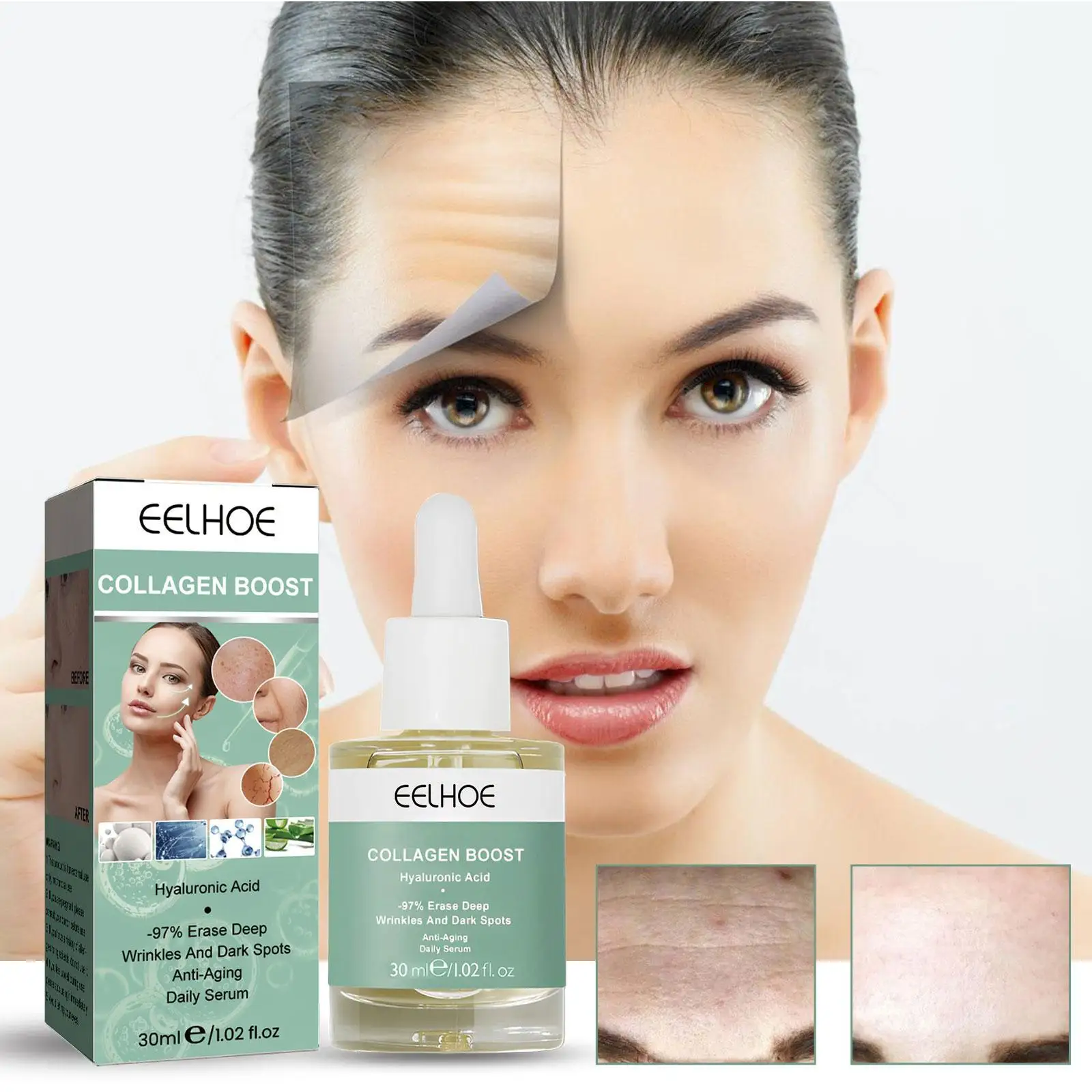 

30ml Collagen Face Serum Brightening Skin Tone Hyaluronic Acid Moisturizing Essence Anti Wrinkle Whiten Gold Skin Care