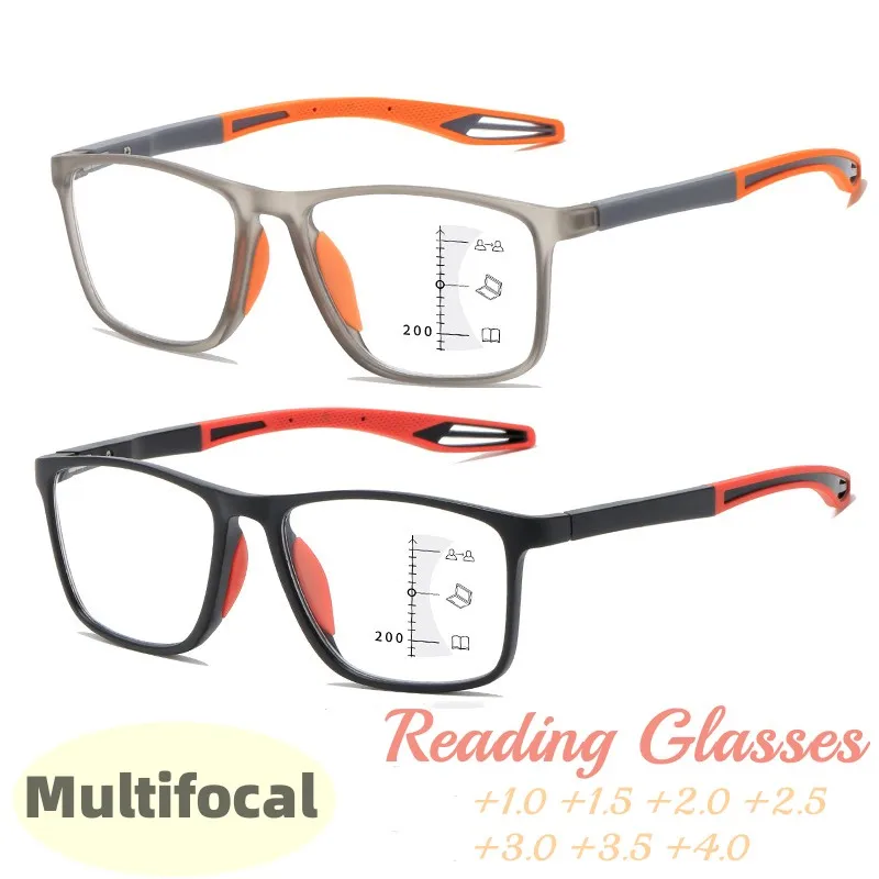 

Anti-blue Light Multifocal Progressive Reading Glasses TR90 Frame Men Women Sports Eyeglasses Ultralight Bifocal Presbyopia