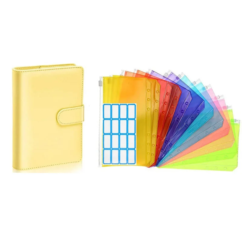 

A6 Colorful Budget Planner Binder Zipper Envelopes Cash Envelopes for Budgeting Money Organizer Monthly Budget Plan Notebook Set