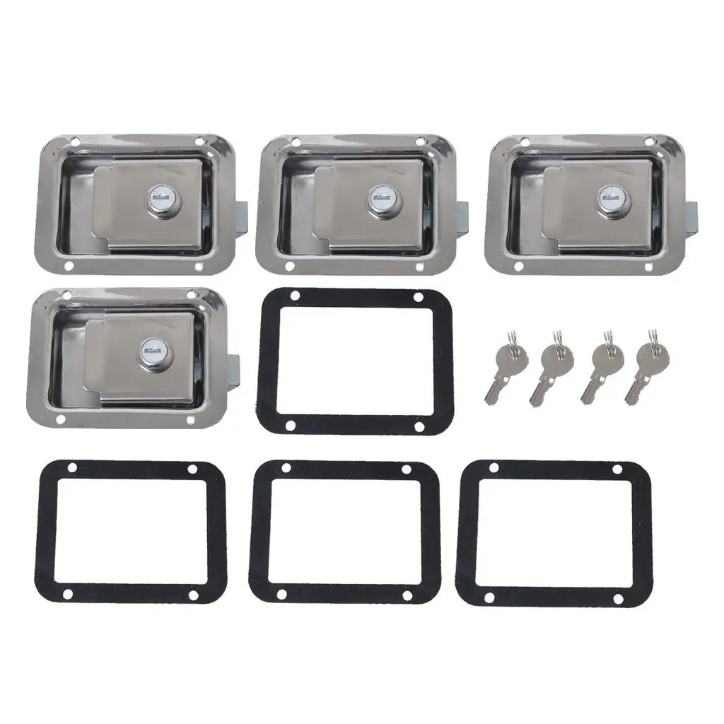

4pcs Marine Yacht Stainless Steel Paddle Lock Latch Truck RV Tool Box W/ Key