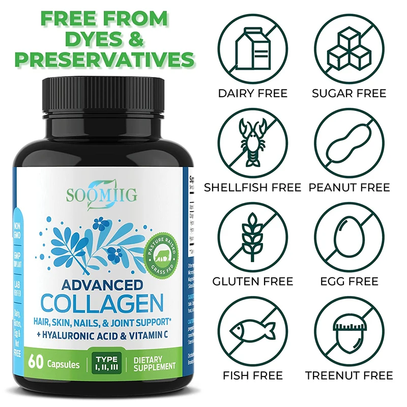 

Soomiig - Hydrolyzed Collagen, Hyaluronic Acid + Vitamin C - Anti-Wrinkle, Firms Skin, Supports Hair, Skin, Nails & Joint Health