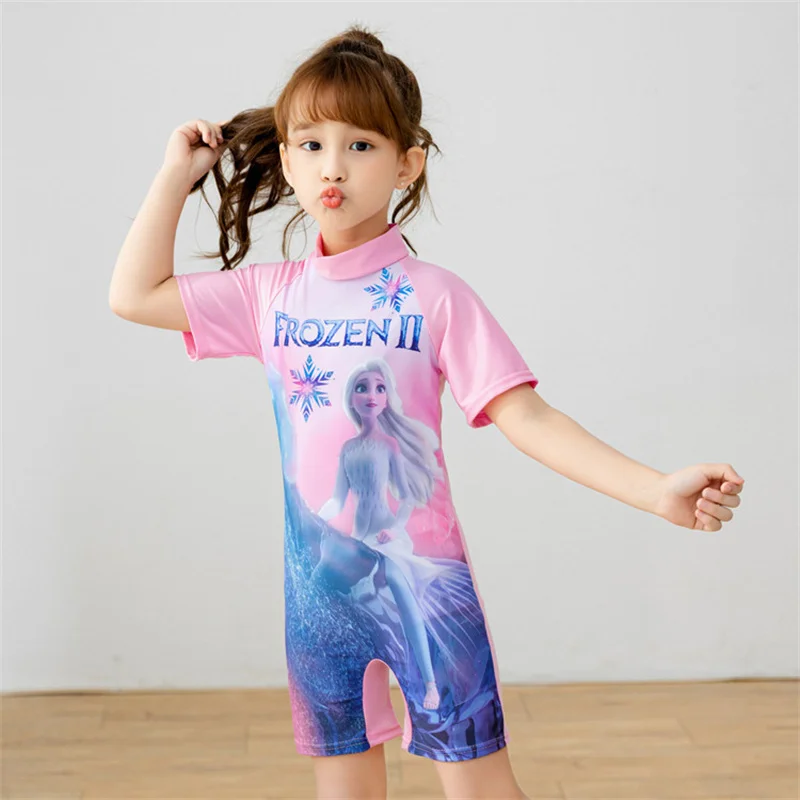 

Kids Cute Cartoon Design Swimsuits Girl Princess Elsa Sofia Boys Car Untraman Mickey Mouse Swimwear Kids Beach Long Short Suits