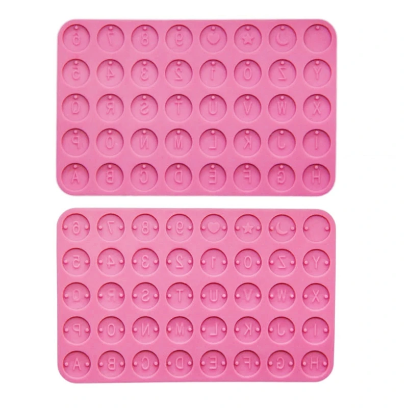 

Round Letter Keychain Epoxy Silicone Molds with Hanging Hole for DIY Keychain