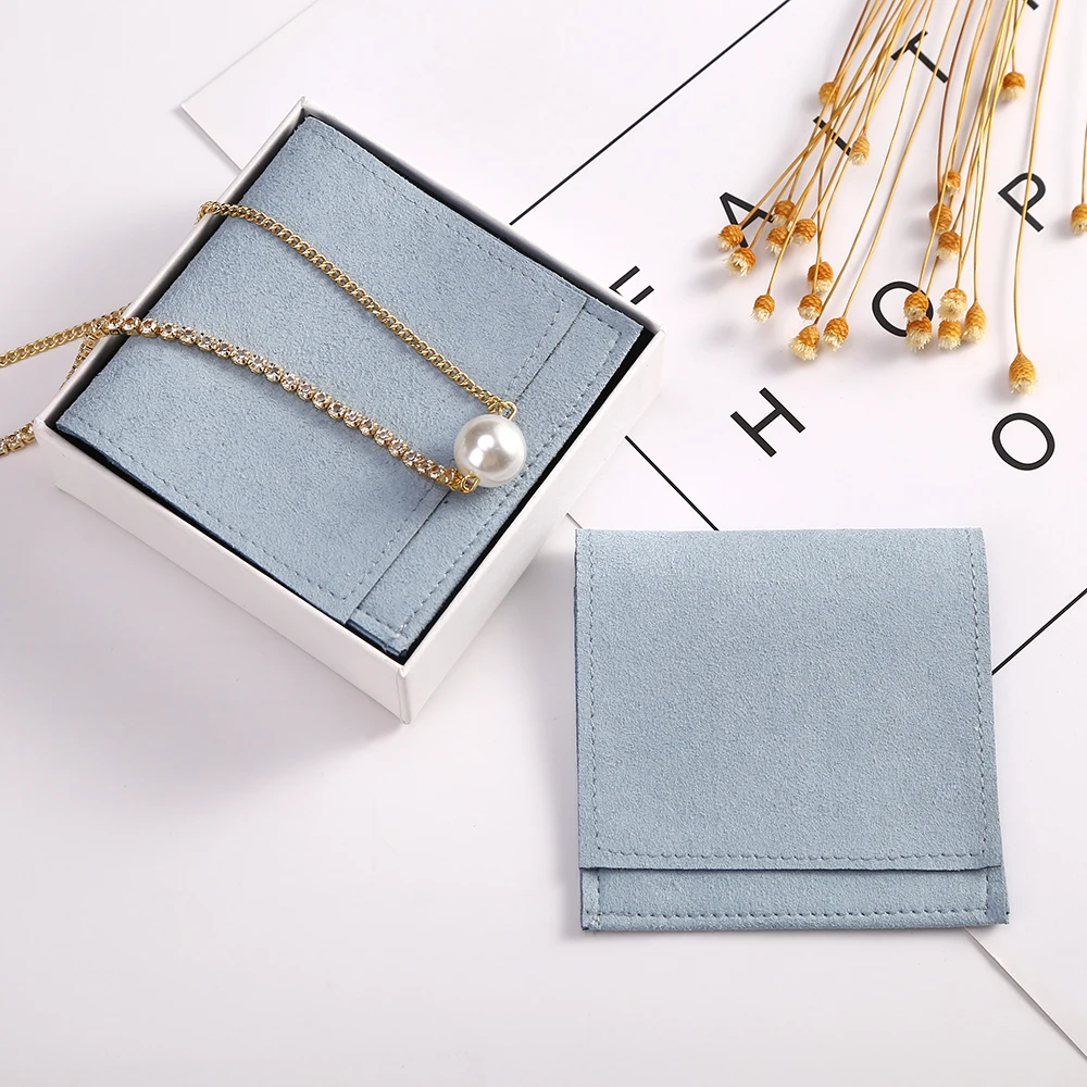 

Personalized Jewelry Packaging Pouch Customized Logo Microfiber Envelope Gift Bag for Rings Earings Necklace Christmas Wedding