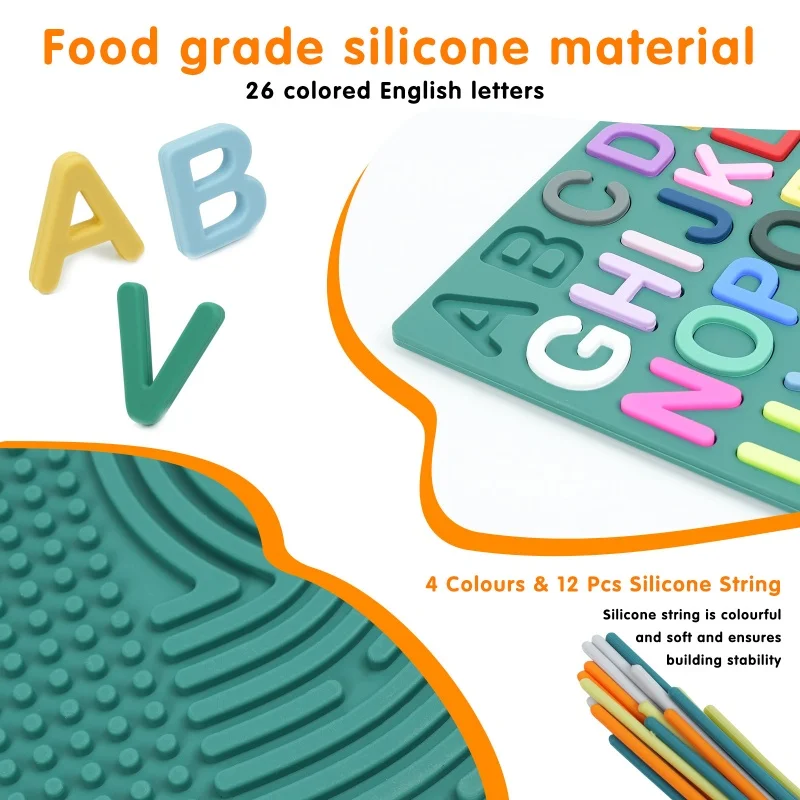 Детская цветная силиконовая рельефная пластина сенсорная активность английская