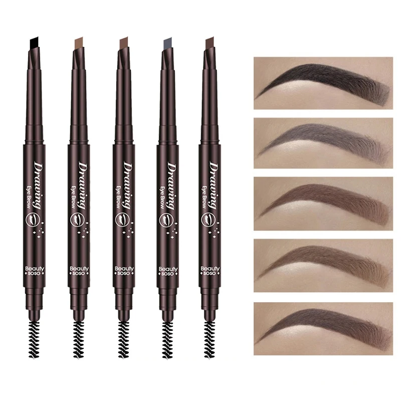 

Double Ended Eyebrow Pencil Waterproof Long Lasting Eyebrow Enhancers Eye Makeup Cosmetic Tools with Brush Brow Extension Pencil