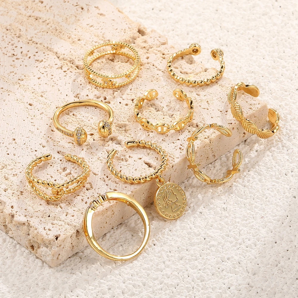 

WILD & FREE Vintage Exquisite Gold Rings for Women Geometric Aesthetic Luxury Wedding Jewelry