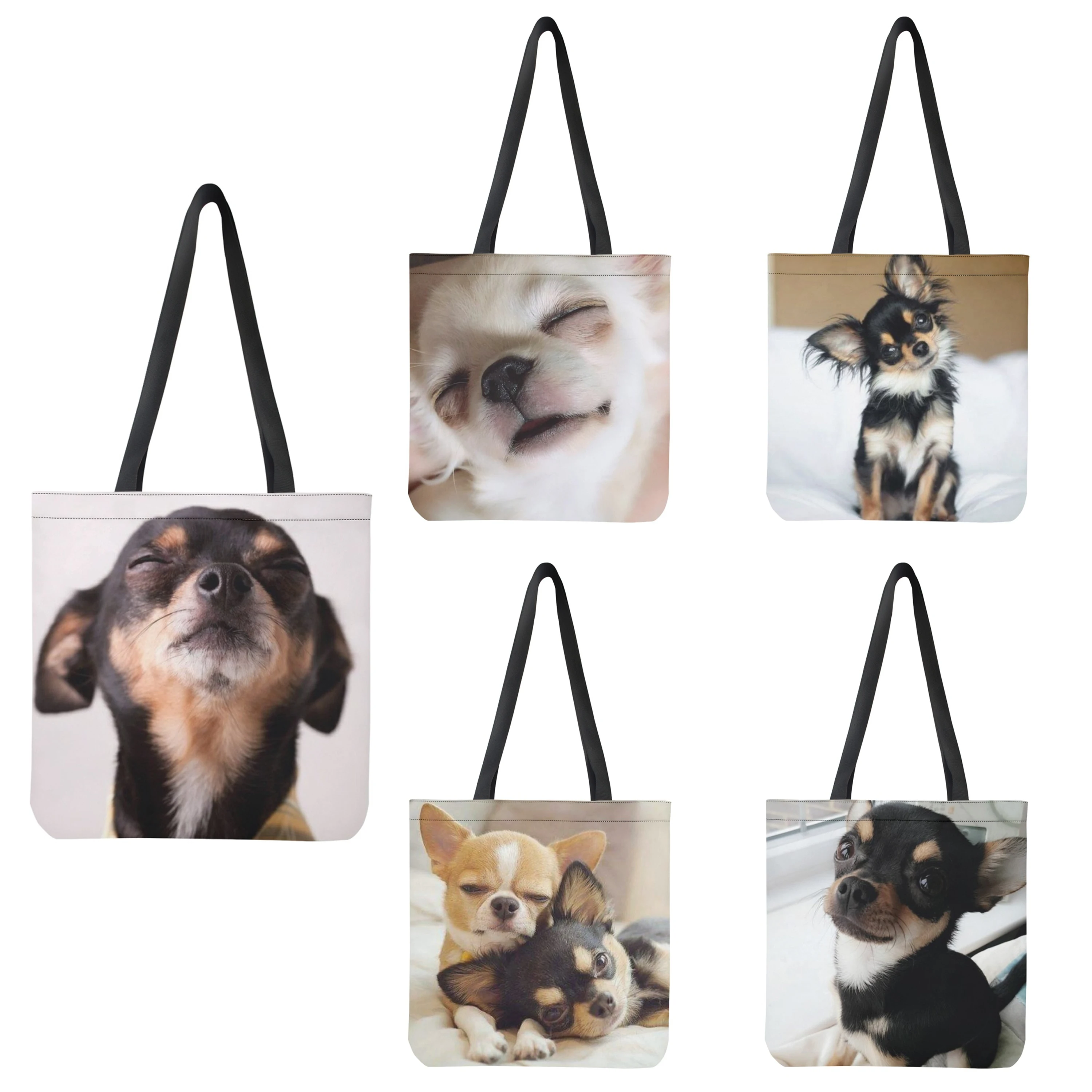 

Креативные сумки-тоуты FORUDESIGNS, Женская милая сумка на плечо с принтом чихуахуа, Экологичная модная школьная сумка для покупок для девочек, Лидер продаж 2023