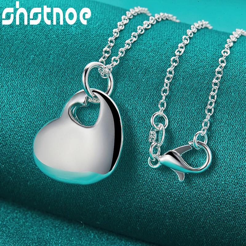 

40cm-75cm 925 Sterling Silver Chain Solid Love Heart Pendant Necklace For Women Bridal Engagement Wedding Party Fashion Jewelry