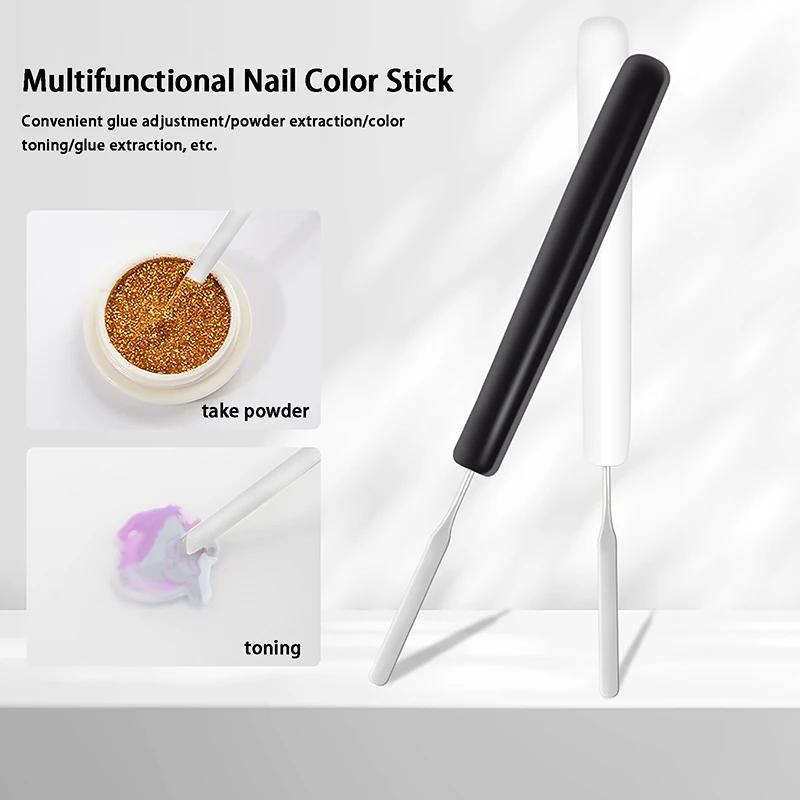 

1Pc Gel Acrylic Glitter Color Mixing Nail Art Stirring Rod Spatula Liquid Foundation Color Mixing Stick Scraper Makeup Tools