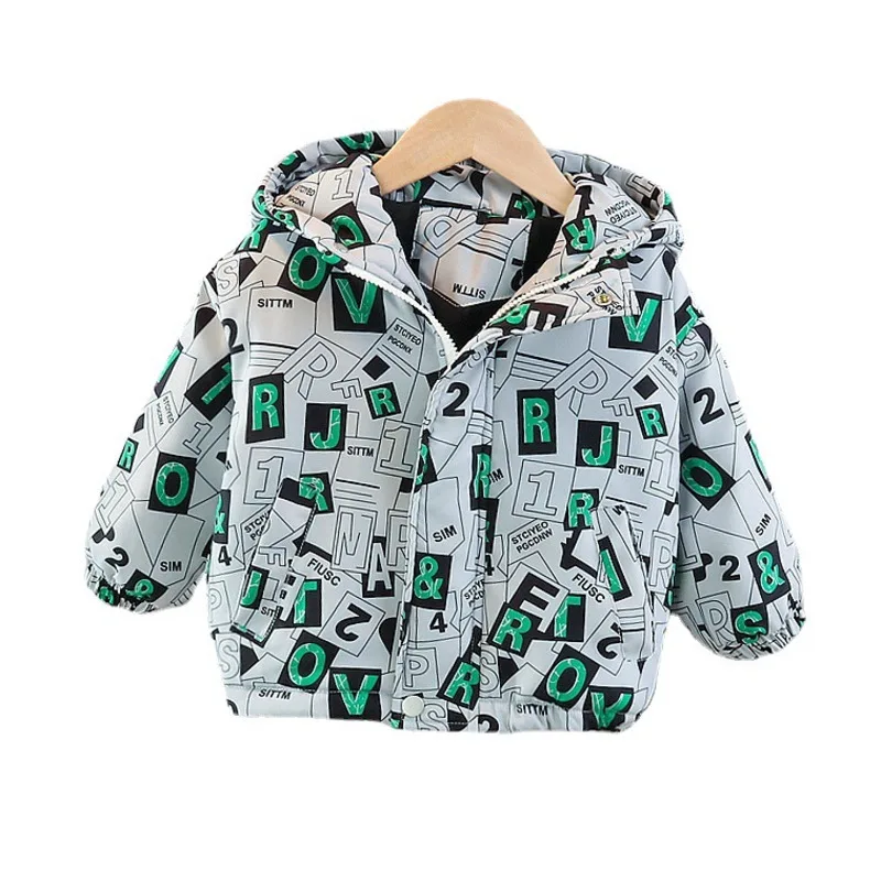 

New Winter Baby Boy Clothes Children Girls Letter Thick Hooded Jacket Toddler Casual Costume Fashion Kids Coat Infant Sportswear