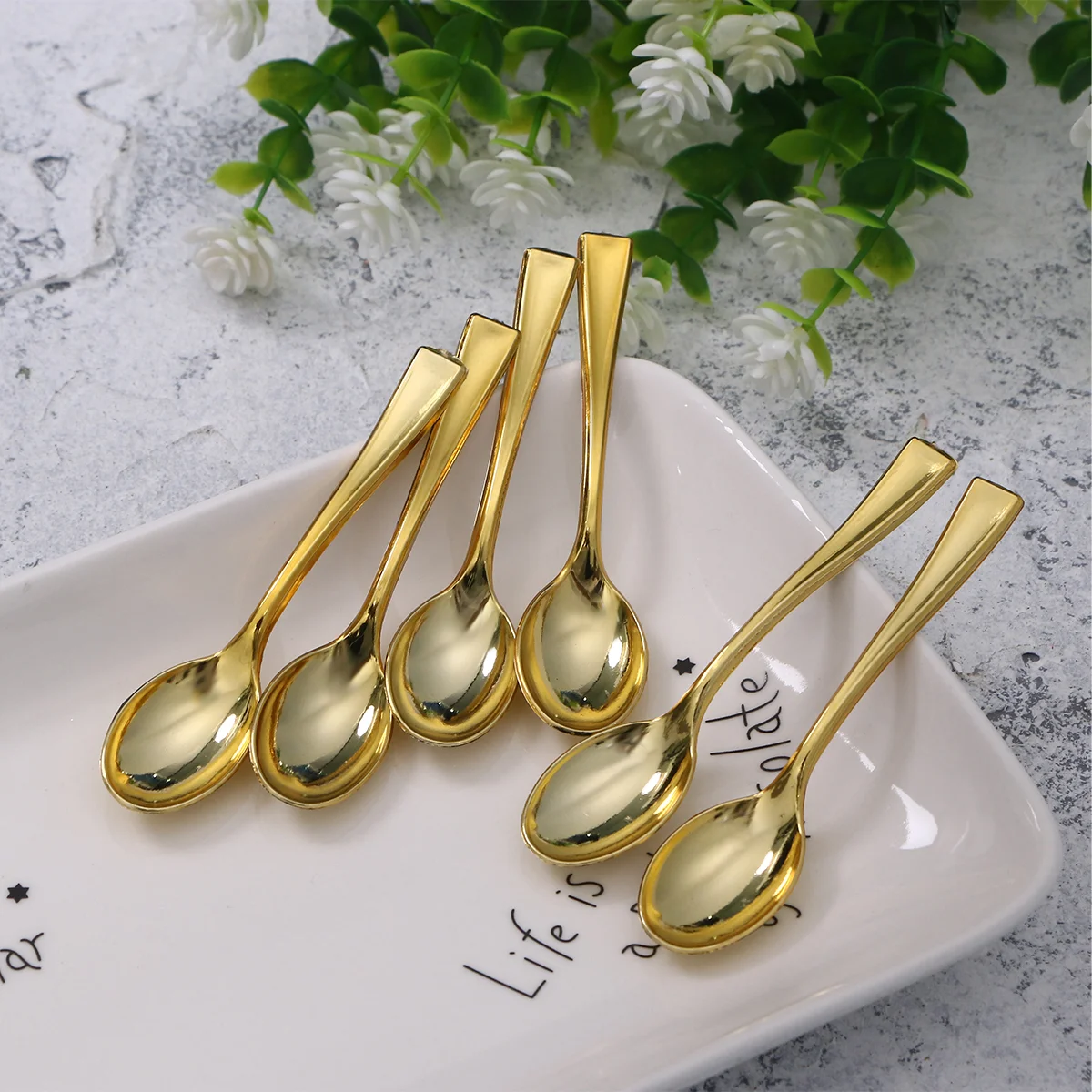 

Spoons Spoon Mini Gold Ice Cream Dessert Set Yogurt Desserts Tasting Taster Scoop Pudding Appetizer Cake Party Cucharas