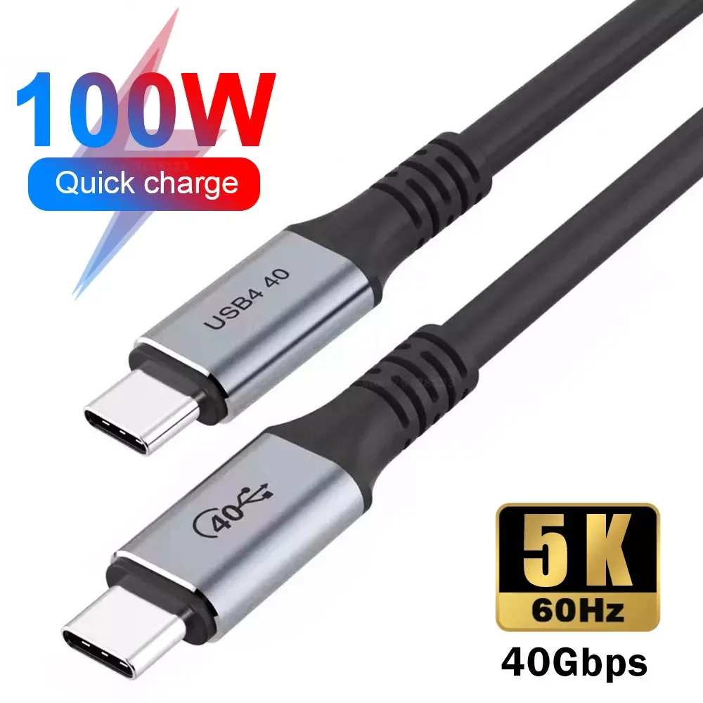 

4 for Thunderbolt 3 Cable 100W 5A/20V 3.1 Fast PD Cable E-mark 40Gbps 5K/60Hz for Macbook Pro USB Type C Charger Data Cable