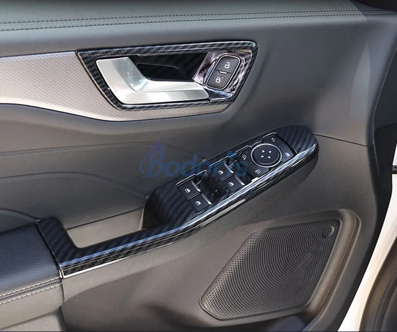 

Подлокотник для внутренней двери автомобиля из углеродного волокна, крышка для кнопки Подъема Окна, тюнинг для Ford Escape Kuga 2020 2021, аксессуары