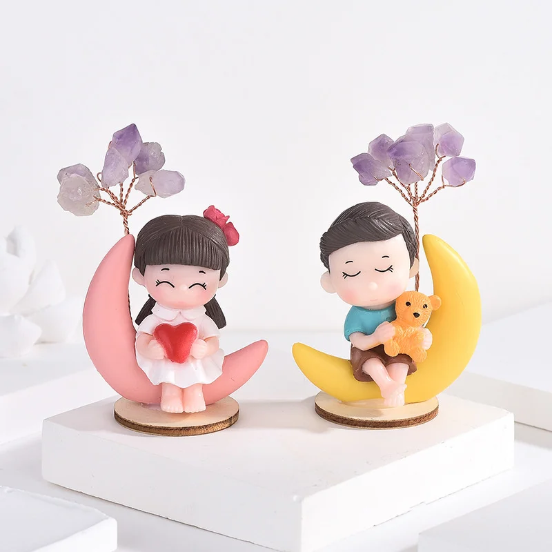 

Natural Amethyst Trinket Mini Cartoon Characters and Animals Creative Crystal Tree Home Furnishings Figurines Miniatures Decor