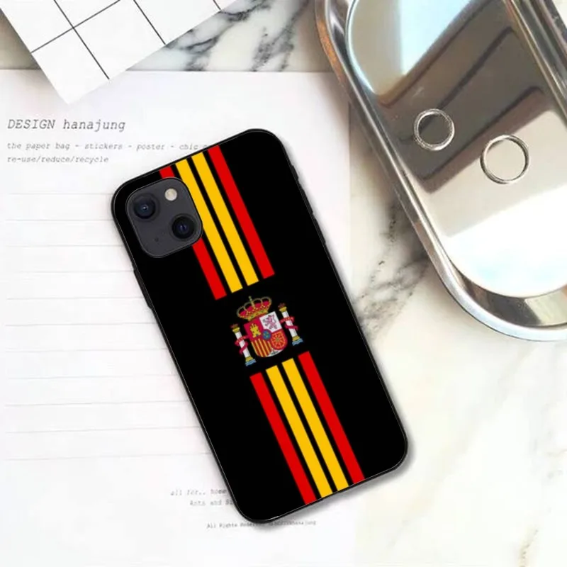 Flag Of Spain Phone Case For IPhone 14 13 12 11 XS X 8 7 6 Plus Mini Pro Max SE 2022 Soft Black Phone Cover images - 6