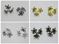 200pcs silver gold gunblack 3 petals flower jewelry beads caps 14mm fit 12mm 18mm beads
