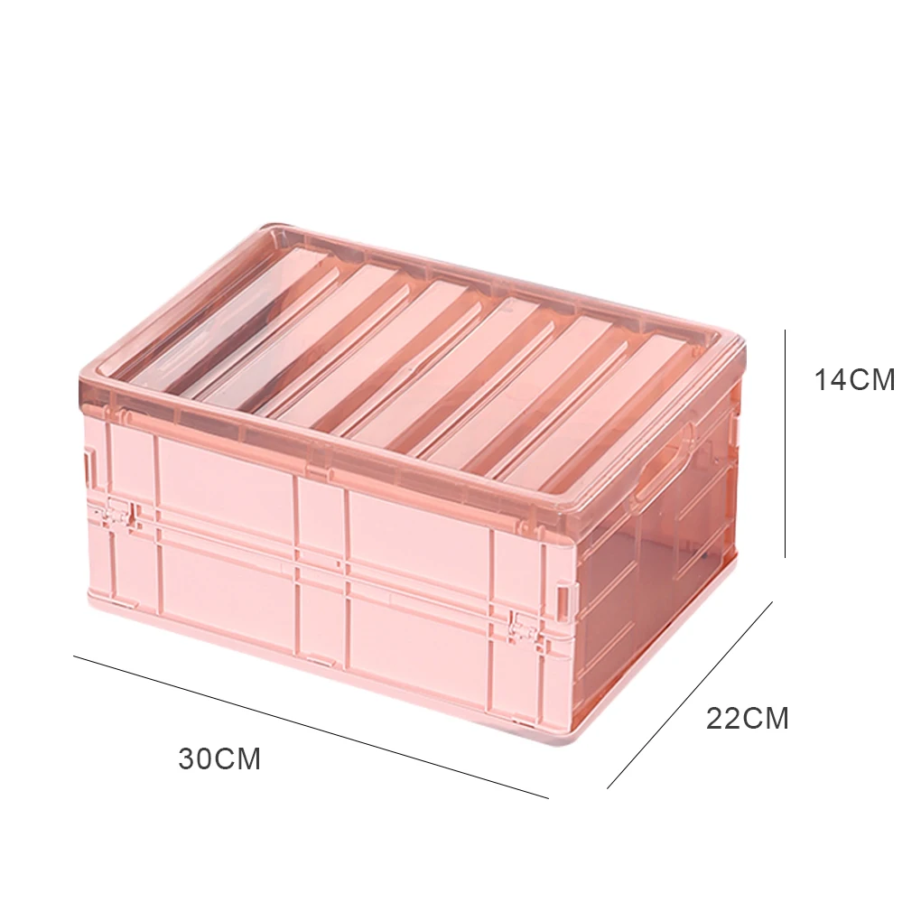 

Collapsible Storage Box with Lid Plastic Foldable Organizer Closet Home Car Travel Organization Holder