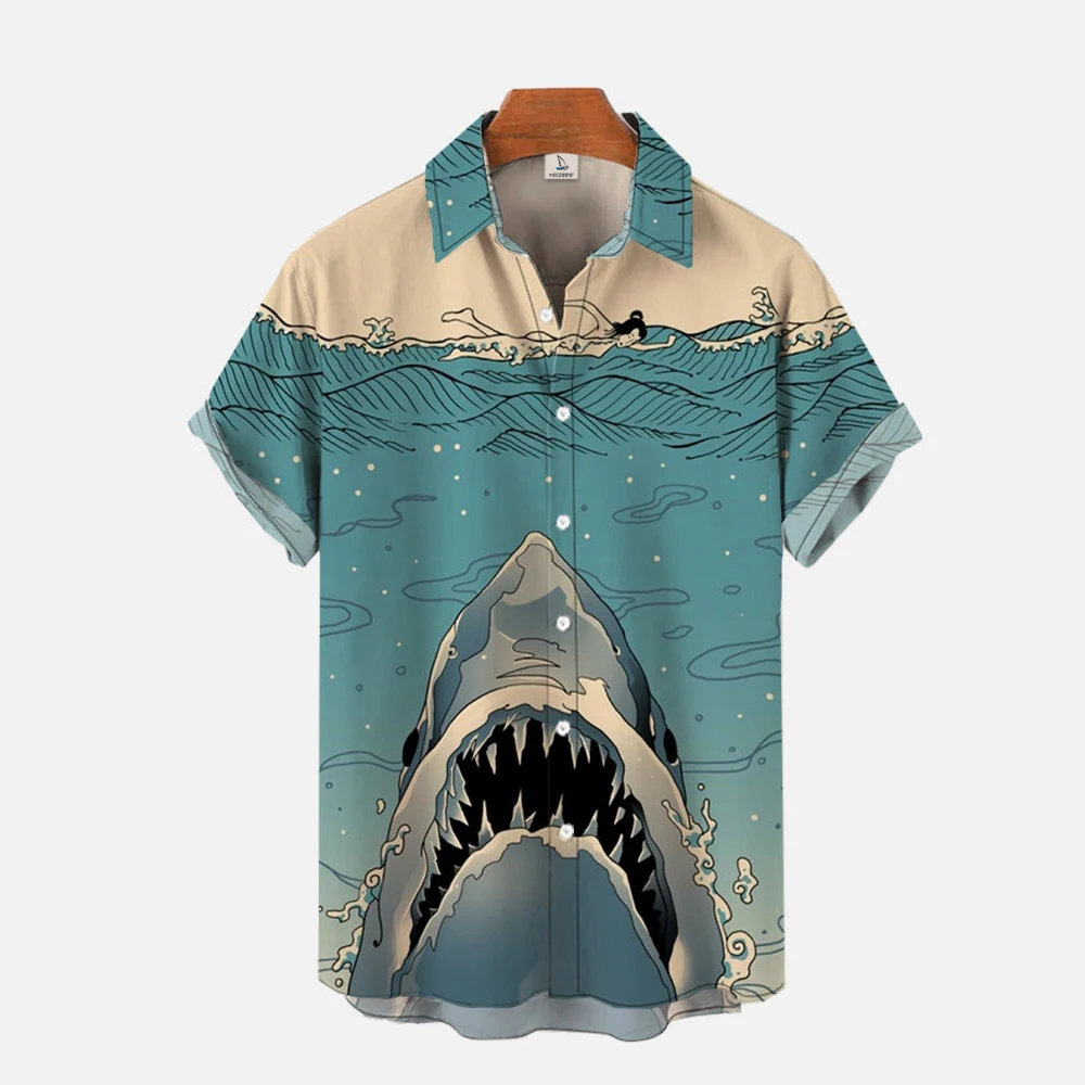 

High-end Marine Biology 3D Printed Culture Shirt Men's Top Hawaiian Short Sleeve Shirt Fashion Summer Casual Men's Buttonupshirt