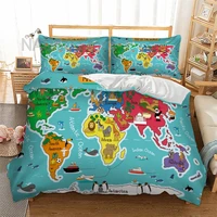 map of the world bedding set blue color duvet cover pillowcase twin full queen king size home textiles bedclothes 3pcs