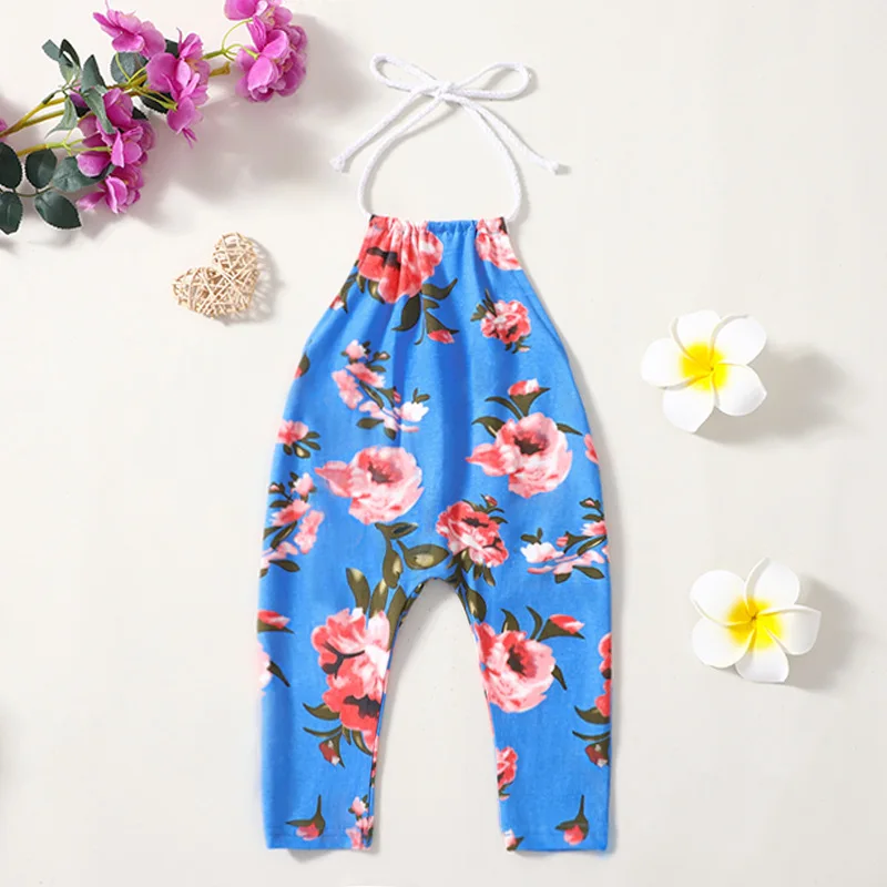 

Baby Girls Romper Infant Halter Floral Full Pants Jumpsuit 9m 16m 1y 2y