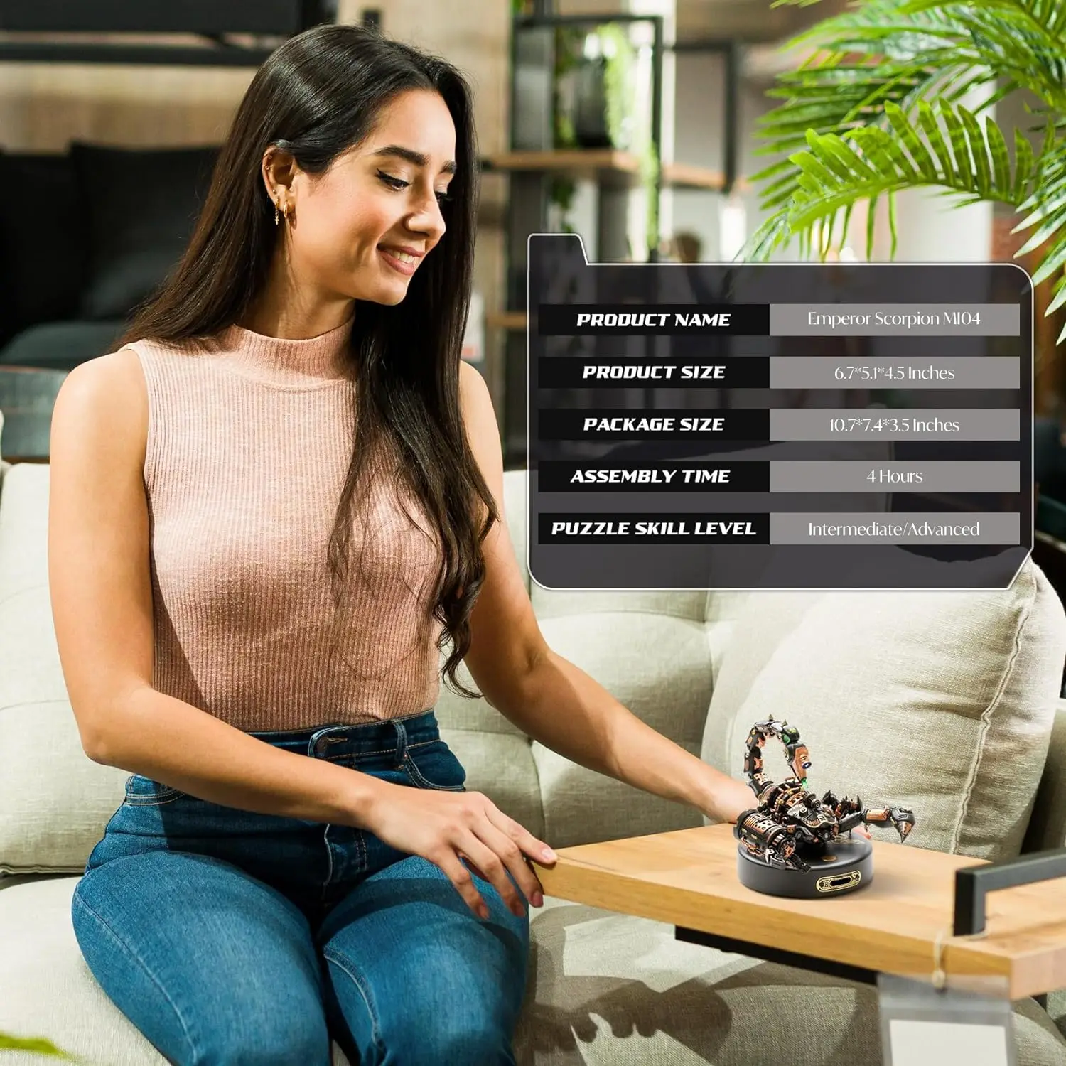 Модель Robotime Rokr Механическая пластиковая модель скорпиона набор из 123 деталей