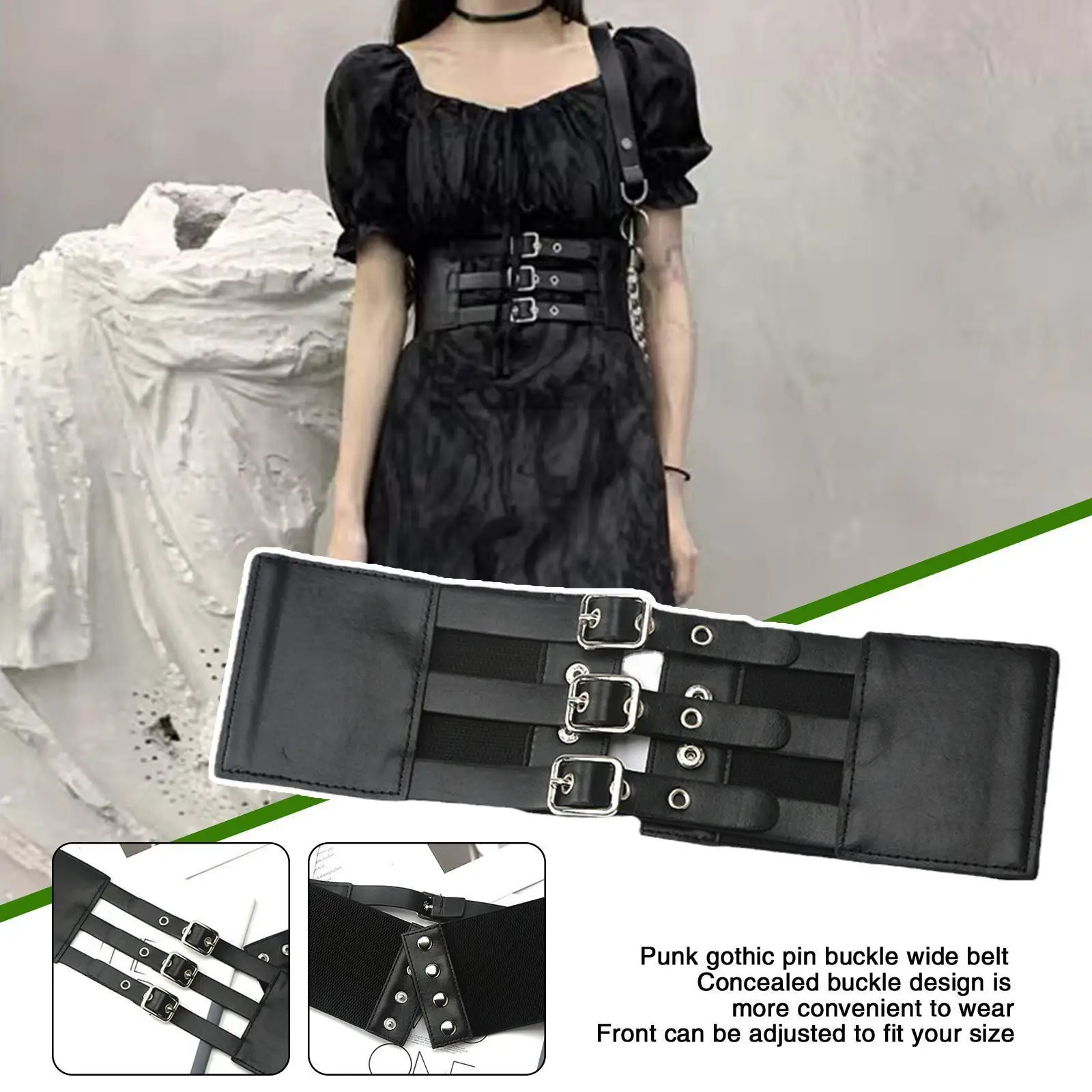 

2022 New Harajuku Lolita Corset Punk Goth Retro Outer Waist Belt Wear Dress Fashion Wrap Waist Seal Wide Belts Cool Female X1F0