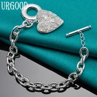 925 sterling silver ot buckle heart pendant chain bracelet for women men party engagement wedding fashion jewelry