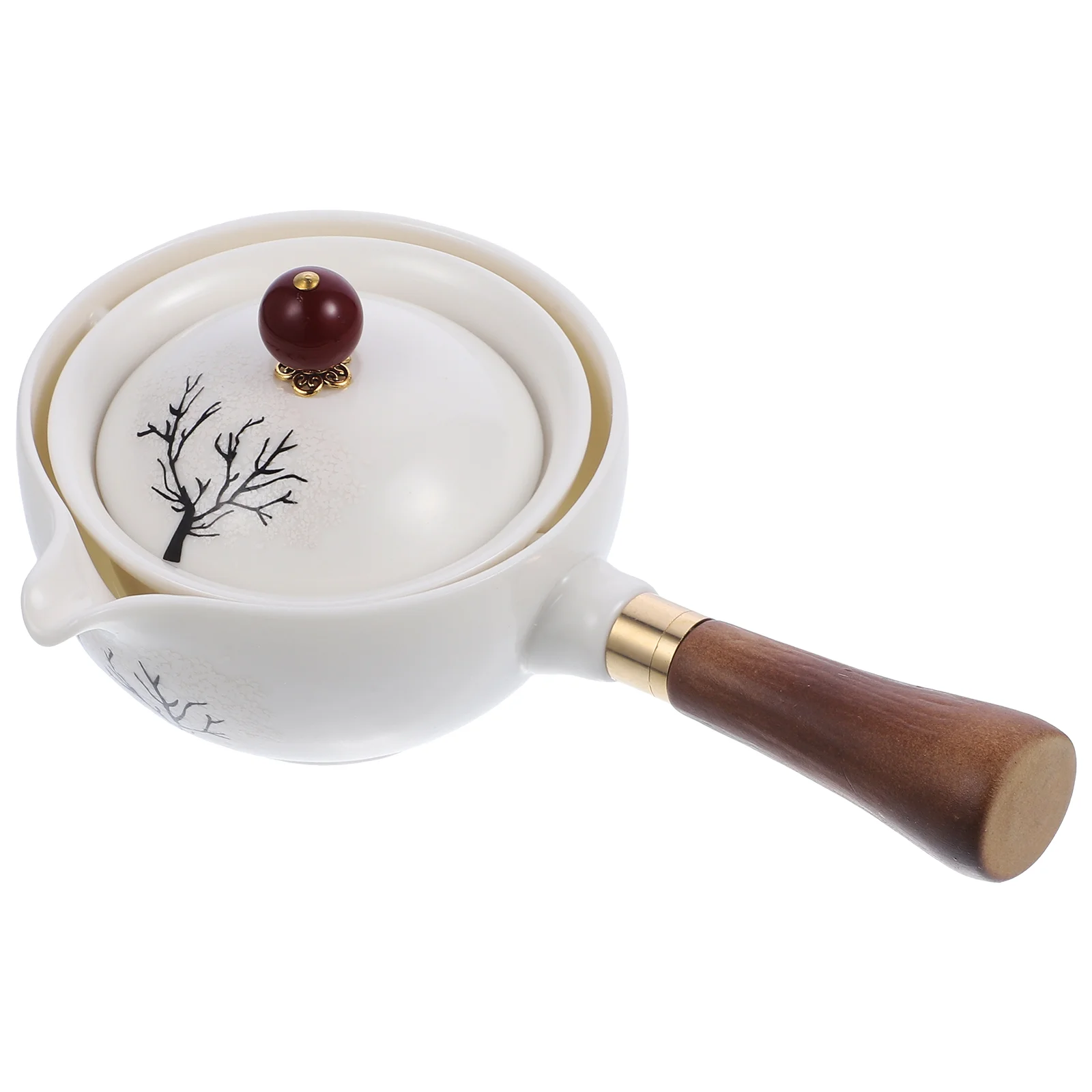 

Ceramic Side Handle Jug Rotating Tea Kettle Vintage Decorate Heat-resistant Teapot Household Ceramics Design Travel