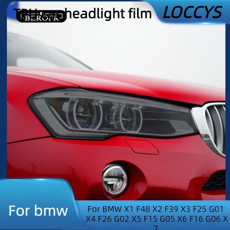 

For BMW X1 F48 X2 F39 X3 F25 G01 X4 F26 G02 X5 F15 G05 X6 F16 G06 X7 Car Headlight Tint Smoked Black Protective Film TPU Sticker
