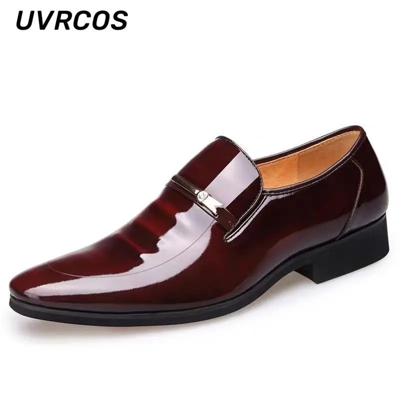 

Men Dress Shoes Slip-on Leather Smooth Business Patent British Work Wedding