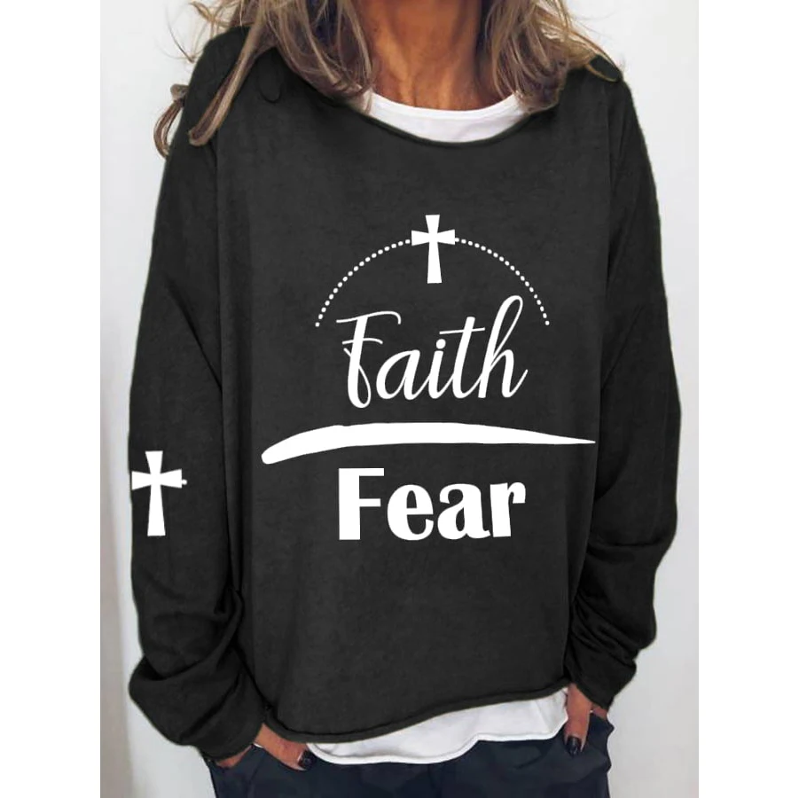 

Rheaclot, женские хлопковые топы с принтом вера из страха, женские толстовки с длинным рукавом