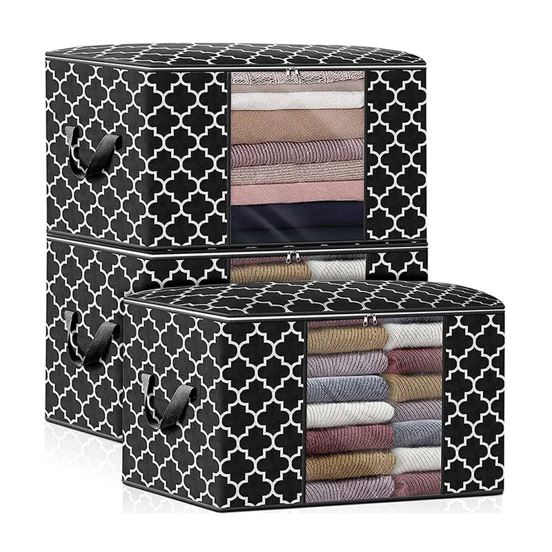

Non-woven under-bed storage box duvet storage bag large size transparent window clothing storage bag