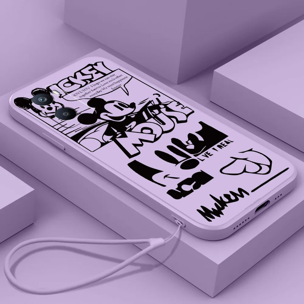 

Mickey Mouse Anime Phone Case For OPPO F21 F9 F7 F5 Find X5 X3 X2 Neo A16S A5 2020 Pro Lite Liquid Rope Funda Cover