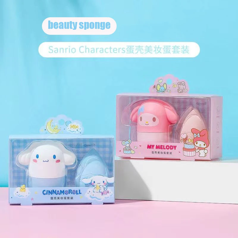 

Mymelody Kawaii Sanrio Beauty Sponge Cartoon Anime Cinnamoroll Super Soft Wet and Dry Puff Set Individually Packaged Girl Gift