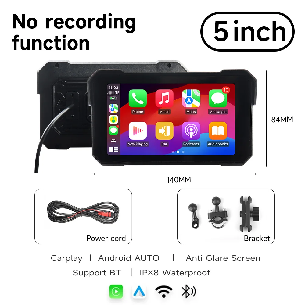 

5/8,1-дюймовый мотоцикл Carplay 2K HD DVR навигация GPS беспроводной CarPlay Android Auto Airplay экран монитор мотоцикла