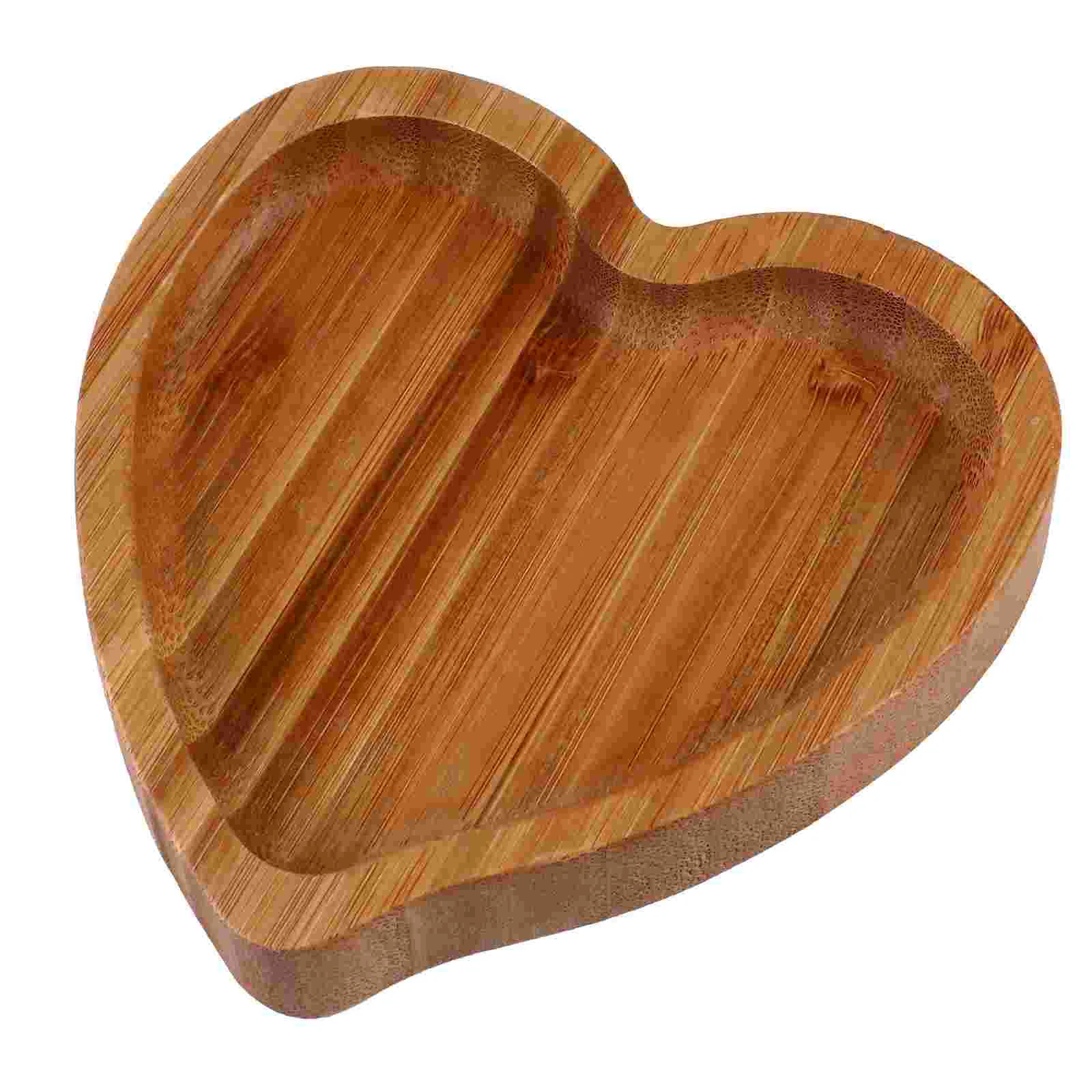 

Tray Heart Jewelry Wooden Plate Dish Serving Wood Shaped Snack Platter Fruit Ring Dessert Holder Storage Trinket Cheese Plates