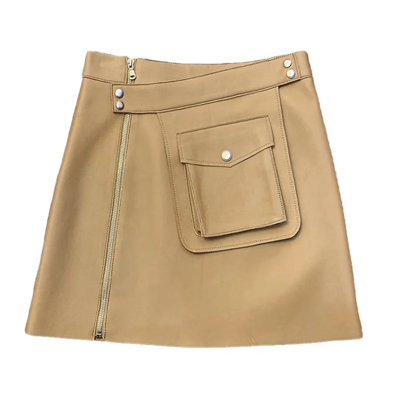 2023 New Style Real Leather Skirt Women Fashion Spring Autumn Lady Sheepskin Short Skirts TF8298